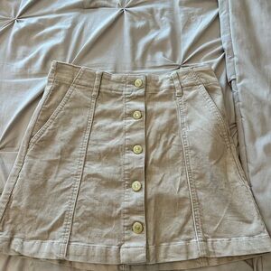 Forever 21 Beige Button-Front Corduroy Mini Skirt